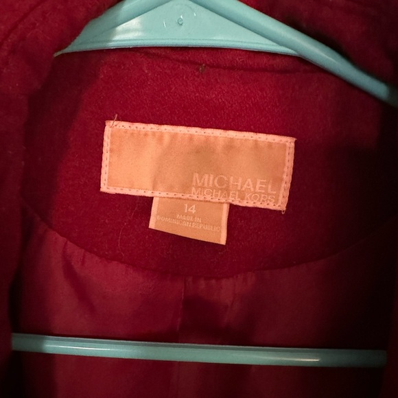 MK Michael Kors Coat Women Red Burgundy Maroon Wine Wool Peacoat - Picture 2 of 3